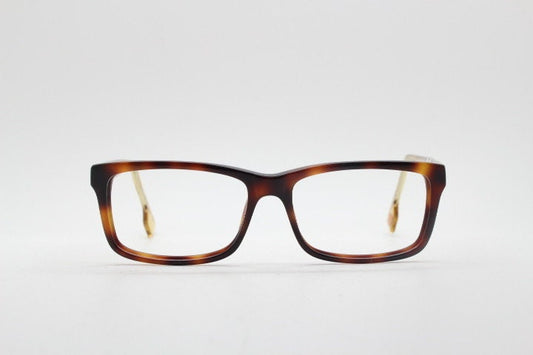 Hugo Boss rectangular glasses. Mottled brown acetate optical frames with transparent arms. Prescription eyeglasses. RX Spectacles