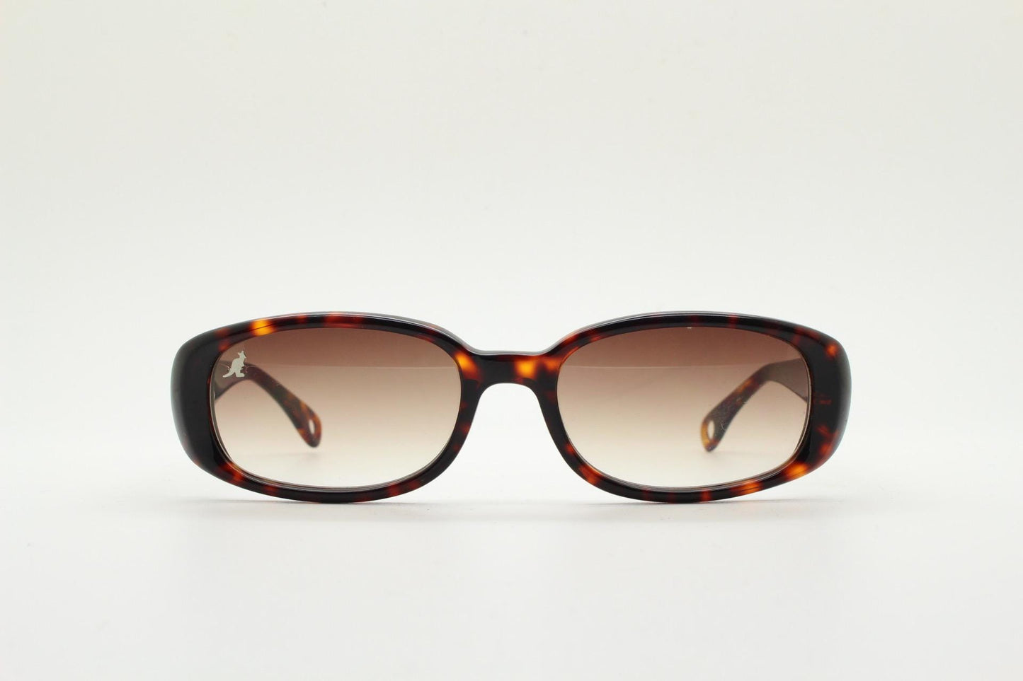 KANGOL 90s vintage rectangular sunglasses model 9KL62. Tortoise low profile wrap around frame with brown graduating lenses. 2000s. BNWT NOS