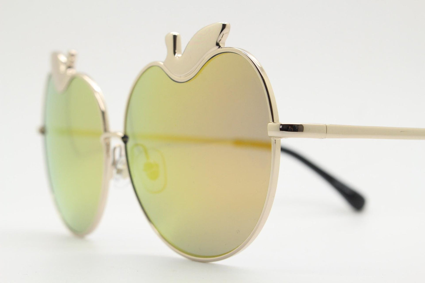 Markus Lupfer for Linda Farrow Gallery gold mirror apple design sunglasses made in Japan. Modern eyewear classic. NOS Y2K vintage