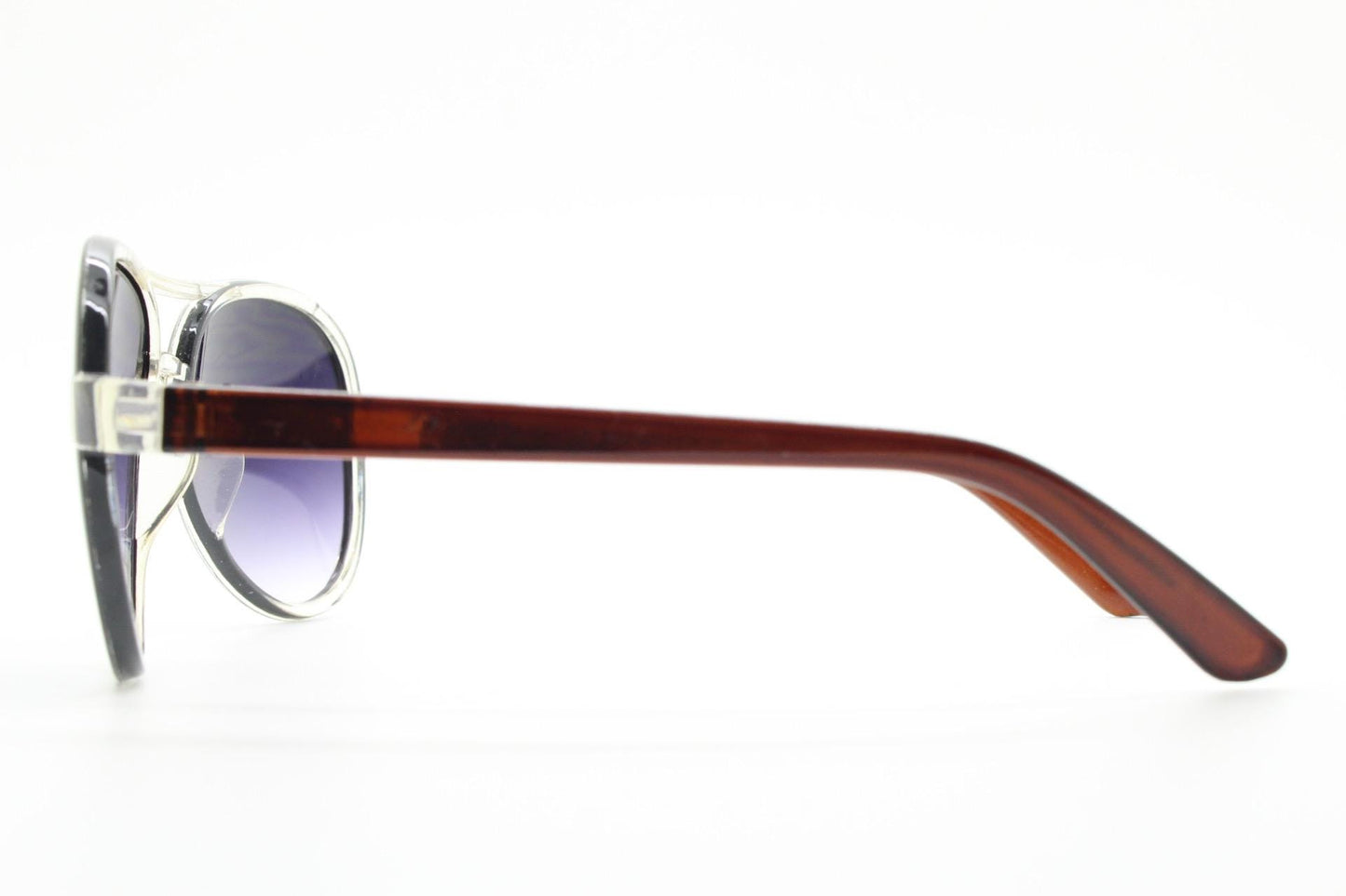 Y2K vintage aviator sunglasses. 2000's transparent and brown frame with with black graduating lenses. 70s design 00's NOS aviators.