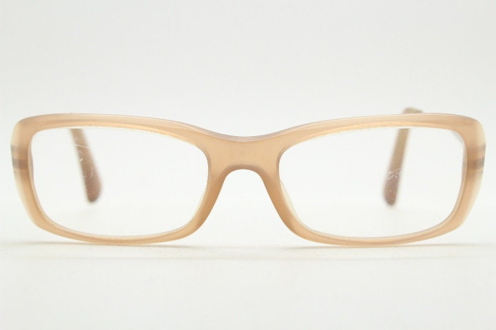 Giorgio Armani eye glasses model 7011 made in Italy. Transparent beige acetate and gold arm optical frames. Prescription eyeglasses. RX