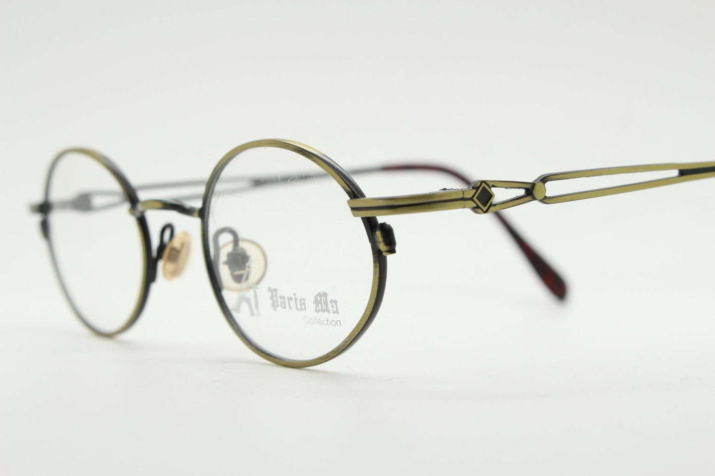 Paris Ma 90s vintage small oval eye glasses. Brushed bronze optical frames with charming details. Prescription NOS. Steampunk spectacles