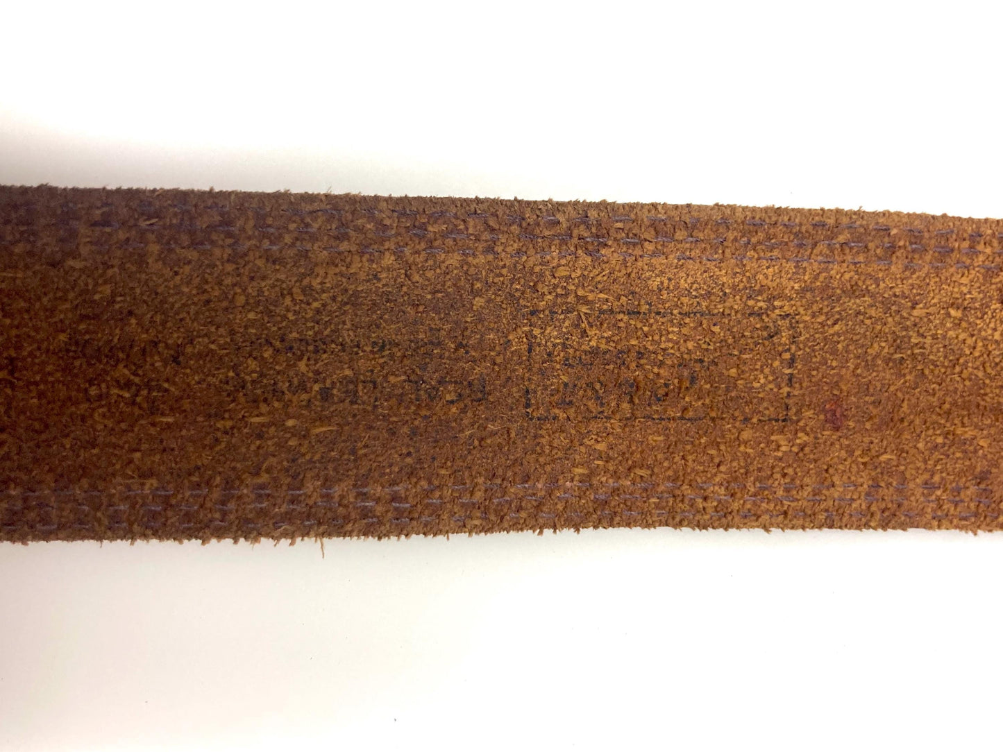 80s vintage jeans or trousers belt with brass buckle. Tan brown substantial single cut genuine leather construction with triple stitching
