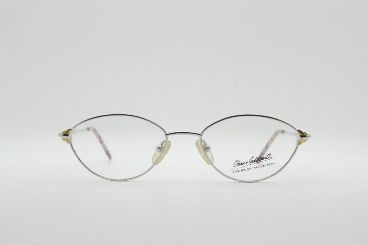 Oliver Goldsmith 90s vintage oval eye glasses model 0839. Silver and gold wire optical frames. Prescription eyeglasses. RX NOS spectacles