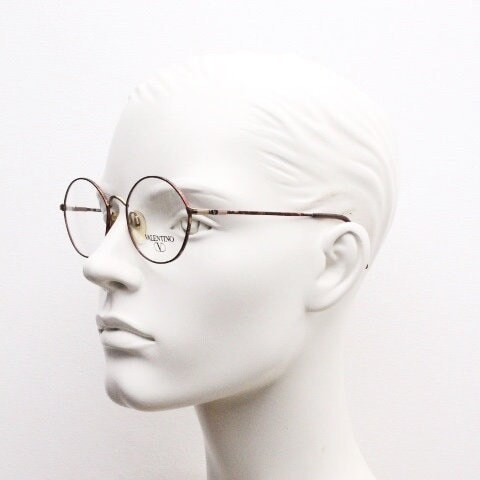 Valentino 90s vintage round panto eye glasses made in Italy. Brushed bronze optical frames with metallic matt tortoise. Prescription RX