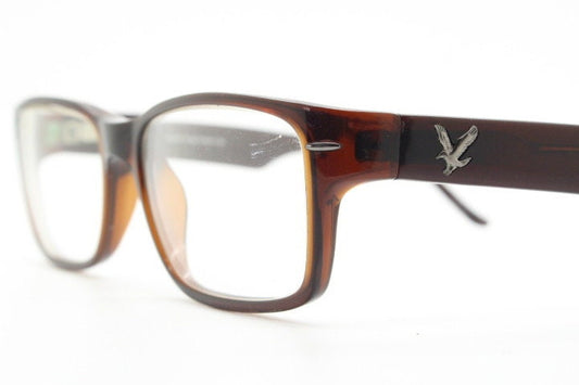 Lyle and Scott rectangular flat top eye glasses. Dark brown gloss optical frames. Prescription eyeglasses. RX Spectacles. Vintage