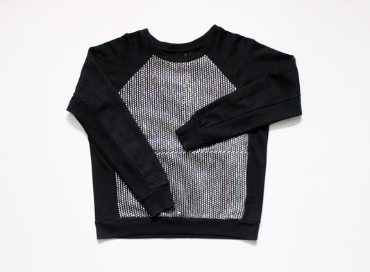 Vintage Y2K black sweatshirt with full silver sequin front . Womens crew neck pullover. Round neck jumper