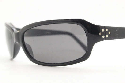 Y2K vintage wrap around sunglasses. Plain black gloss aerodynamic shield. Mini mask visor. 2000's. 90s. Unused NOS