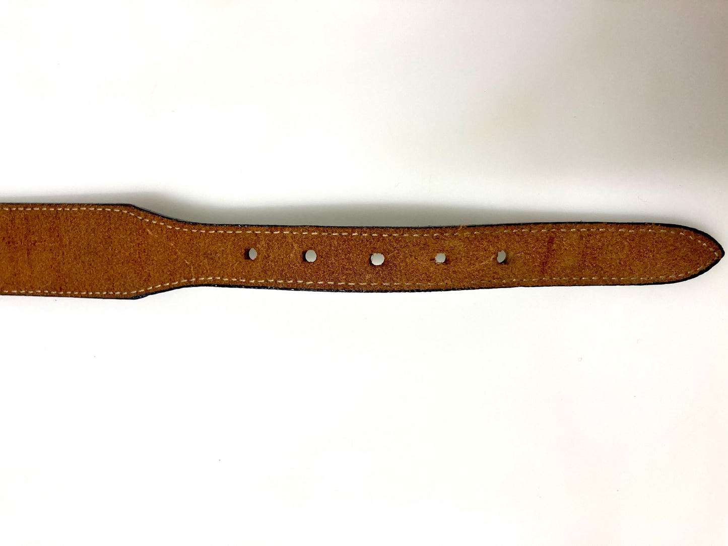 Leegin 80s vintage Silver Creek Collection Native American belt. Leather cutout overlay on tapestry backing. Changeable buckle. USA made NOS