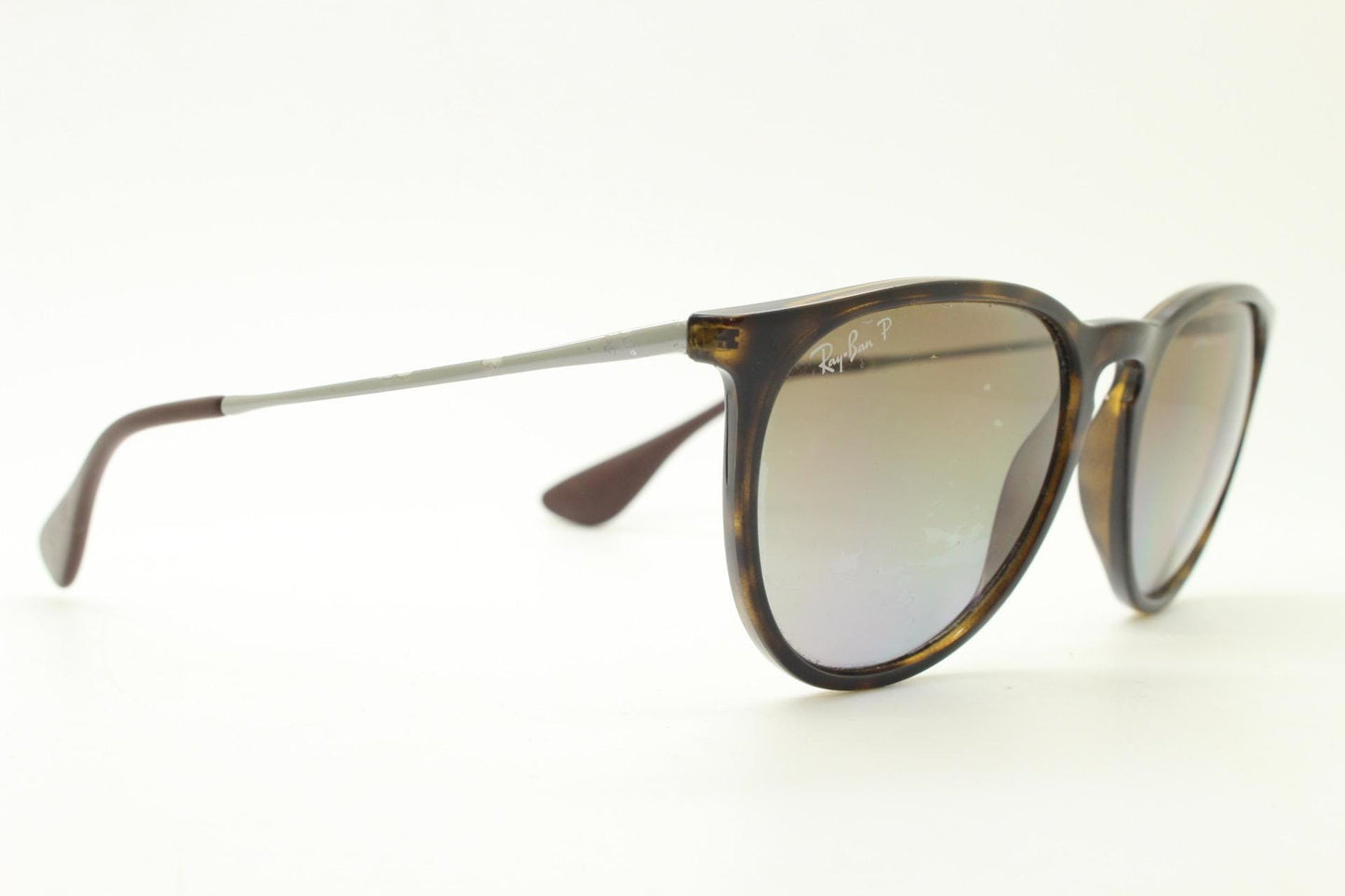 Ray Ban P horn rim sunglasses model 4171 made in Italy. Tortoise gloss lightweight frame with slim metal arms and graduating lenses. Vintage