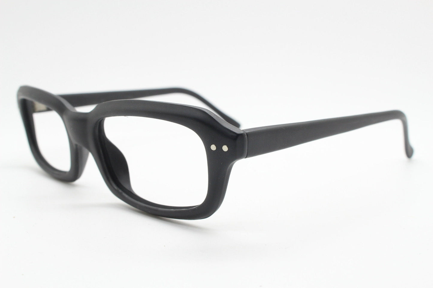 90s vintage black matt glasses. 60s design high quality rectangular optical frames. Prescription eyeglasses. RX Spectacles. BNWT NOS