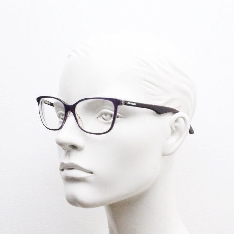 Carrera rectangular cat eye glasses. Deep purple layered acetate small cateye optical frames. Prescription eyeglasses. Vintage RX spectacles