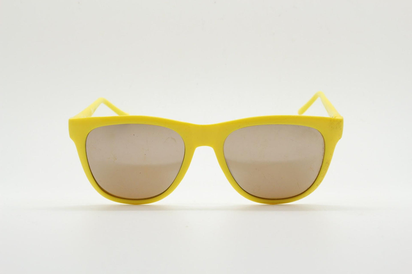 Vintage 80s square sunglasses. All time classic design in canary yellow with silver mirror lenses. Party monster magnet shades. NOS