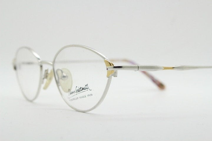 Oliver Goldsmith 90s vintage oval eye glasses model 0839. Silver and gold wire optical frames. Prescription eyeglasses. RX NOS spectacles