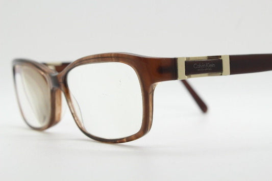 Calvin Klein collection rectangular cat eye glasses model 7851. Tortoise gloss acetate optical frames. Prescription eyeglasses. RX