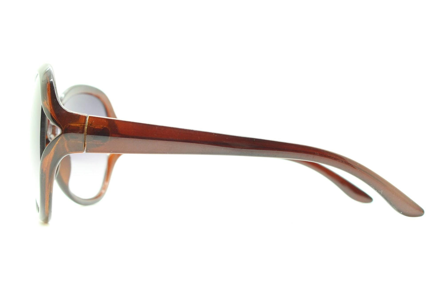 Y2K vintage big round angular sunglasses. Women's 70s design in transparent brown with graduating lenses and forked side detail. 2000s NOS