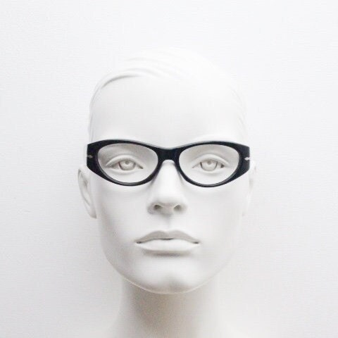 Persol cropped cat eye glasses. Plain Black gloss chunky acetate optical frame with big arms. Prescription eyeglasses. RX spectacles