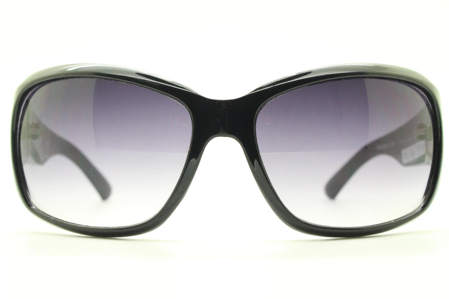 Y2k vintage wrap around sunglasses by Kenneth Cole Reaction. Curved black shield frame with gold trim. 60s bug eye design. 2000's NOS