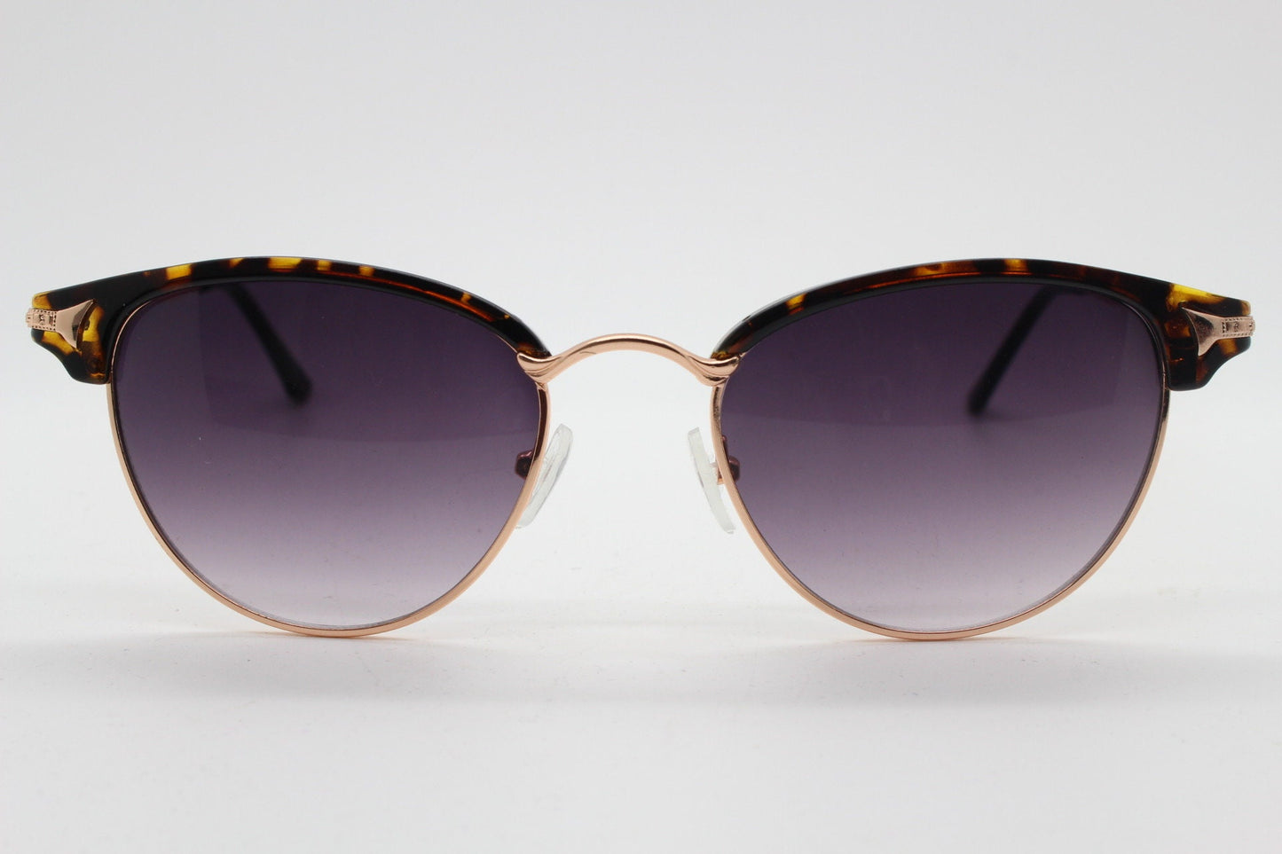 90s vintage cateye sunglasses. Womens 50s, 60s design cat eye with tortoise browline and gradient smoky lenses. NOS