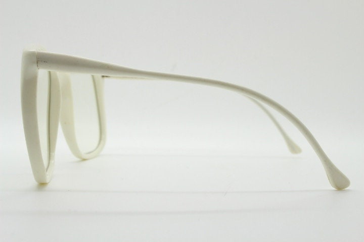 80s vintage oversized square eye glasses made in Italy. Ice white fashion grail optical frames with clear lenses Prescription eyeglasses. RX
