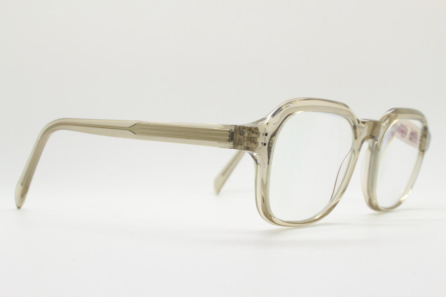 Square chunky eye glasses in high quality transparent grey gloss acetate. Optical frames. Prescription eyeglasses. Vintage. RX spectacles