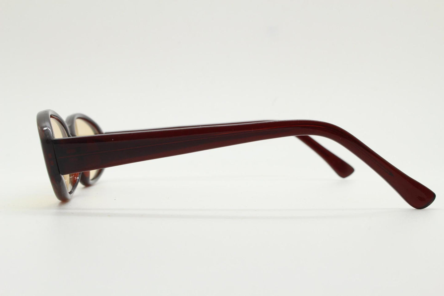 90s vintage rectangular oval sunglasses. Low profile 60s design dark brown acetate frame with light tone lenses. BNWT. Small unused NOS