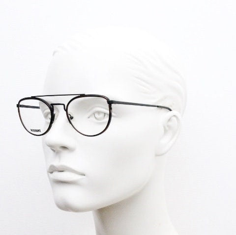 Missoni 90s vintage oval panto eye glasses made in Italy. Black matt alutanium optical frames with tortoise inserts. Prescription RX. NOS