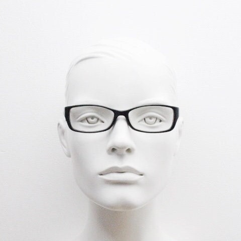 Calvin Klein rectangular glasses model 5714. Black gloss low profile acetate optical frames. Prescription eyeglasses. RX vintage spectacles