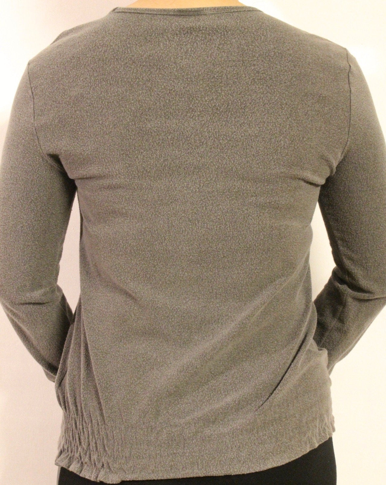 Vintage Y2K Diesel grey fitted fleecy scoop neck pullover with shoulder logo. Womens jumper, 2000s sweatshirt