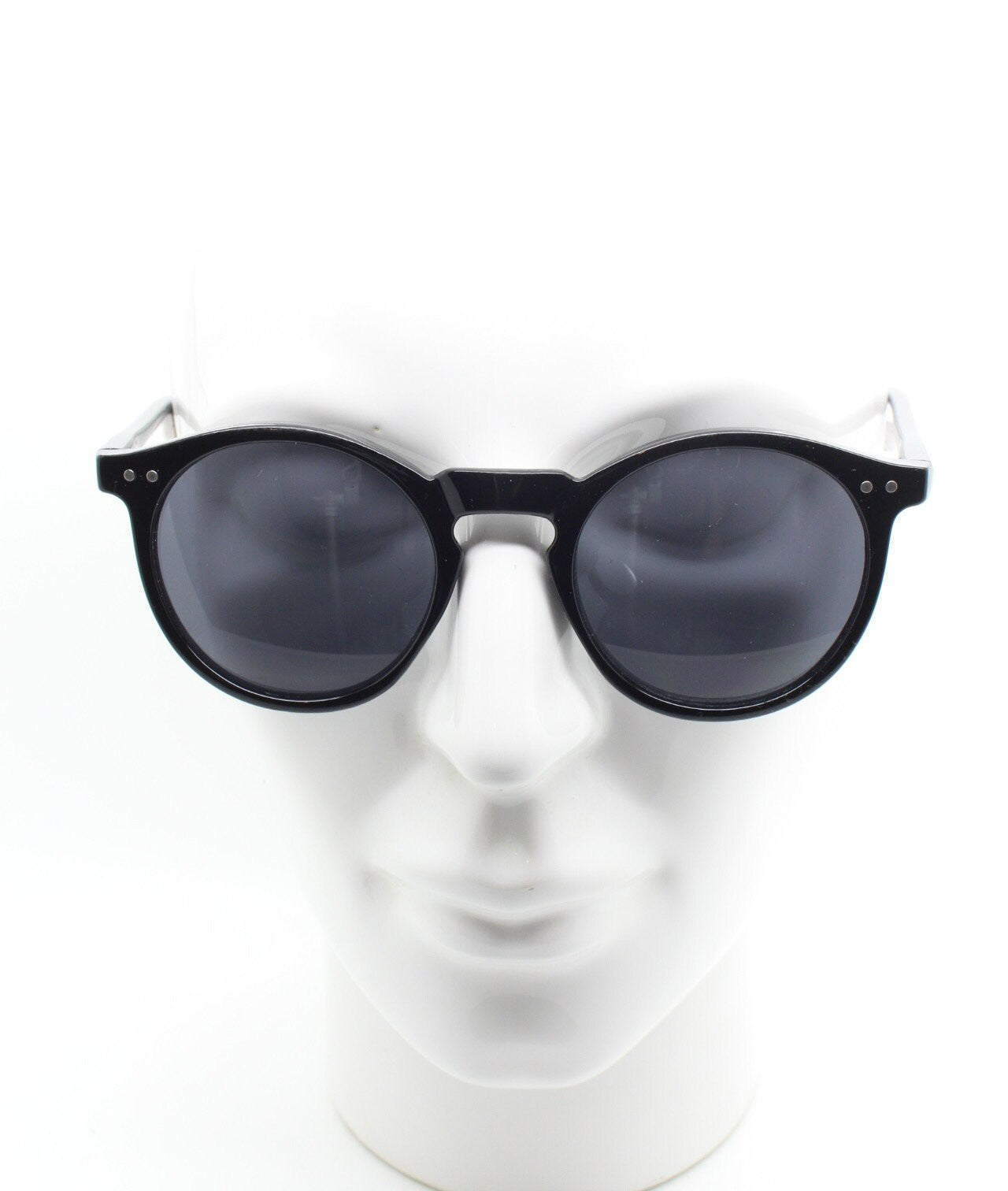 90s vintage round glasses. 30s, 20s style black gloss frame with matching lenses. O Malley