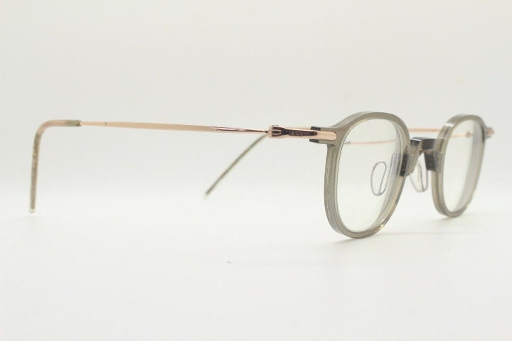 Snow small square eye glasses. Transparent grey acetate optical frames with unbreakable titanium arms. 20s style Prescription spectacles. RX