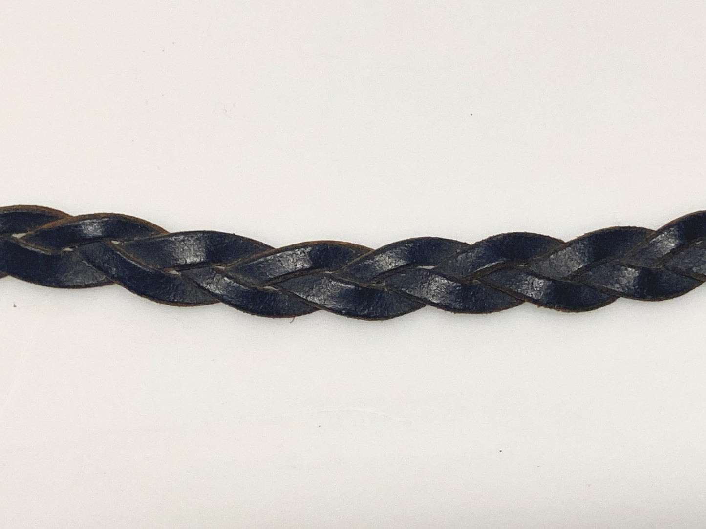 80s vintage thick black genuine leather plaited western 1" belt with changeable brass buckle. For jeans and trousers. Rawhide