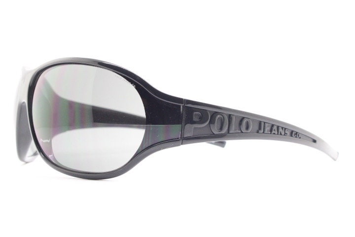 Ralph Lauren Polo Jeans Co Y2K vintage bug eye sunglasses model Fly Way BPPR7. 2000's wraparound mini mask shield with big spell out logo