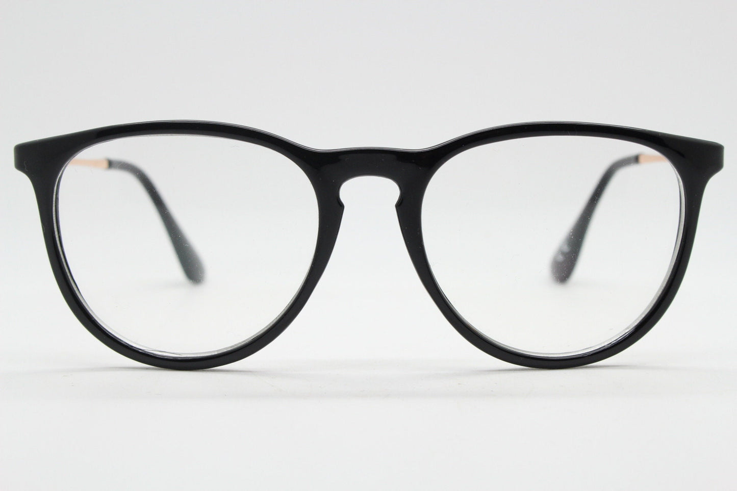 90s vintage black slim glasses. Slightly oversized optical frames in black gloss. Prescription eyeglasses with clear lens. RX spectacles