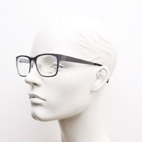 William Morris London rectangular eye glasses. Grey flat metal optical frames with textured check surface. Prescription RX eyeglasses
