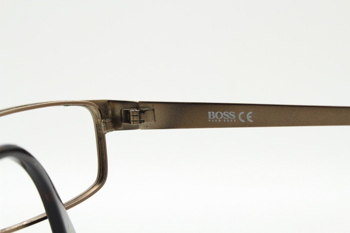 Hugo Boss vintage rectangular eye glasses. Handsome brown metallic finish optical frame. Prescription eyeglasses. RX spectacles