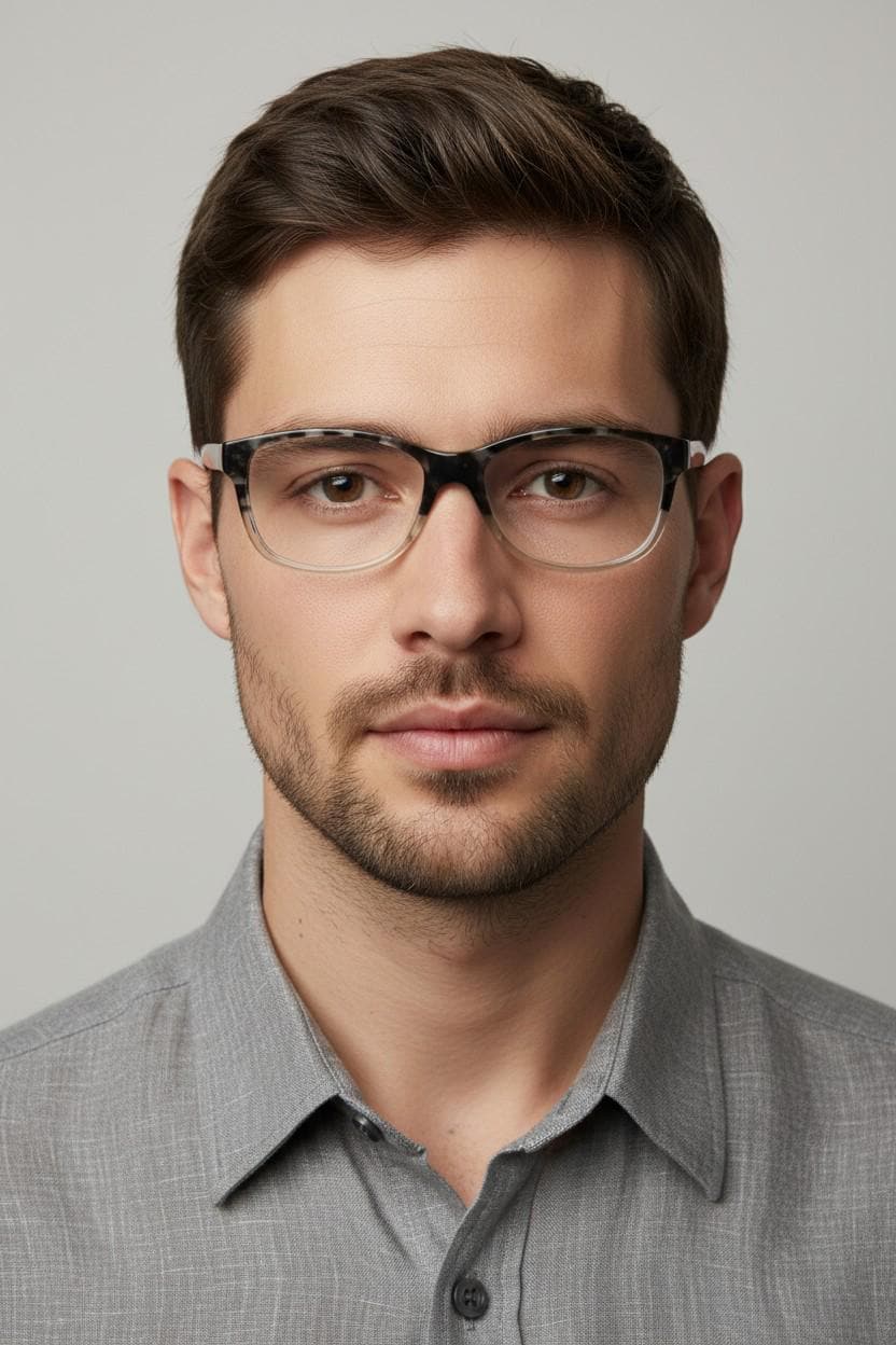 Calvin Klein collection rectangular eye glasses. Marbled grey crystal ombre acetate optical frames. Prescription eyeglasses. RX spectacles