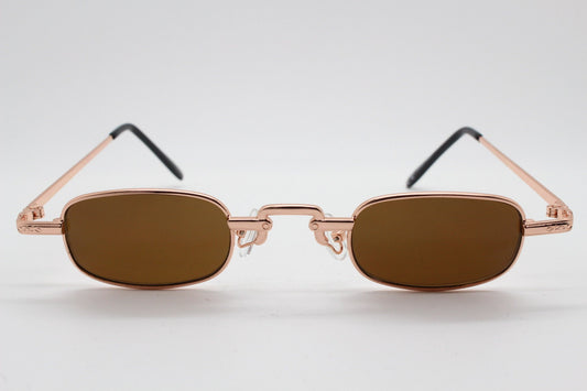 90s vintage small rectangular sunglasses. Imposing minimal gold metal victorian style frame with black lenses. Steampunk. Unused BNWT