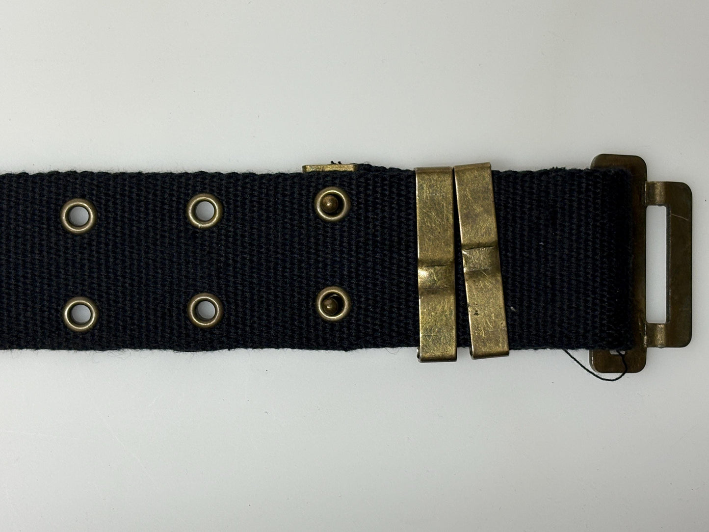 90s vintage army webbing bullet belt. Thick black canvas with distressed metal hardware. Fully adjustable. Bullets incl. Hunting. Webbing