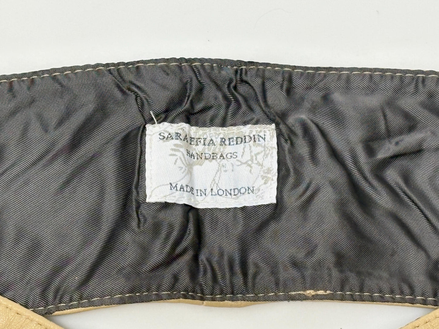 Beige real leather Y2K vintage womens sash belt by Sara Efia Reddin. 2000s feature bow tie design for a dress or kimono. Unused NOS. BNWT