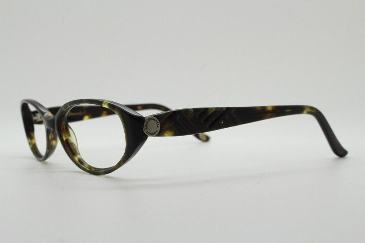 Lulu Guinness vintage oval eye glasses. Dark tortoise low profile optical frames. Prescription eyeglasses. RX spectacles