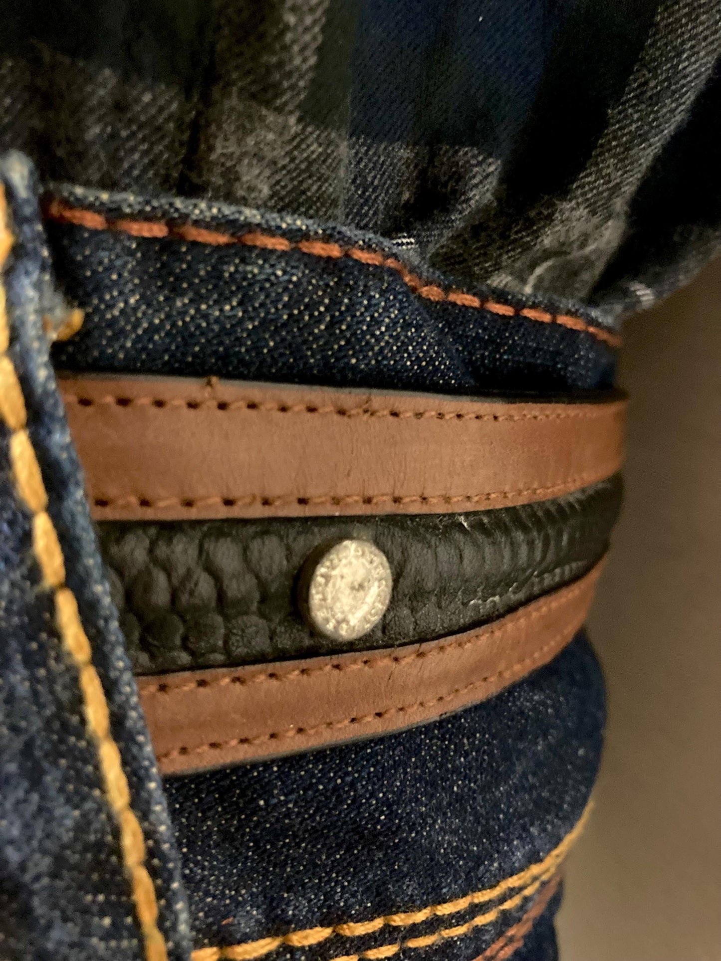 Iceberg 90s vintage black and brown genuine leather belt with big silver buckle depicting bucking bronco's. Made in Italy. BNWT. NOS