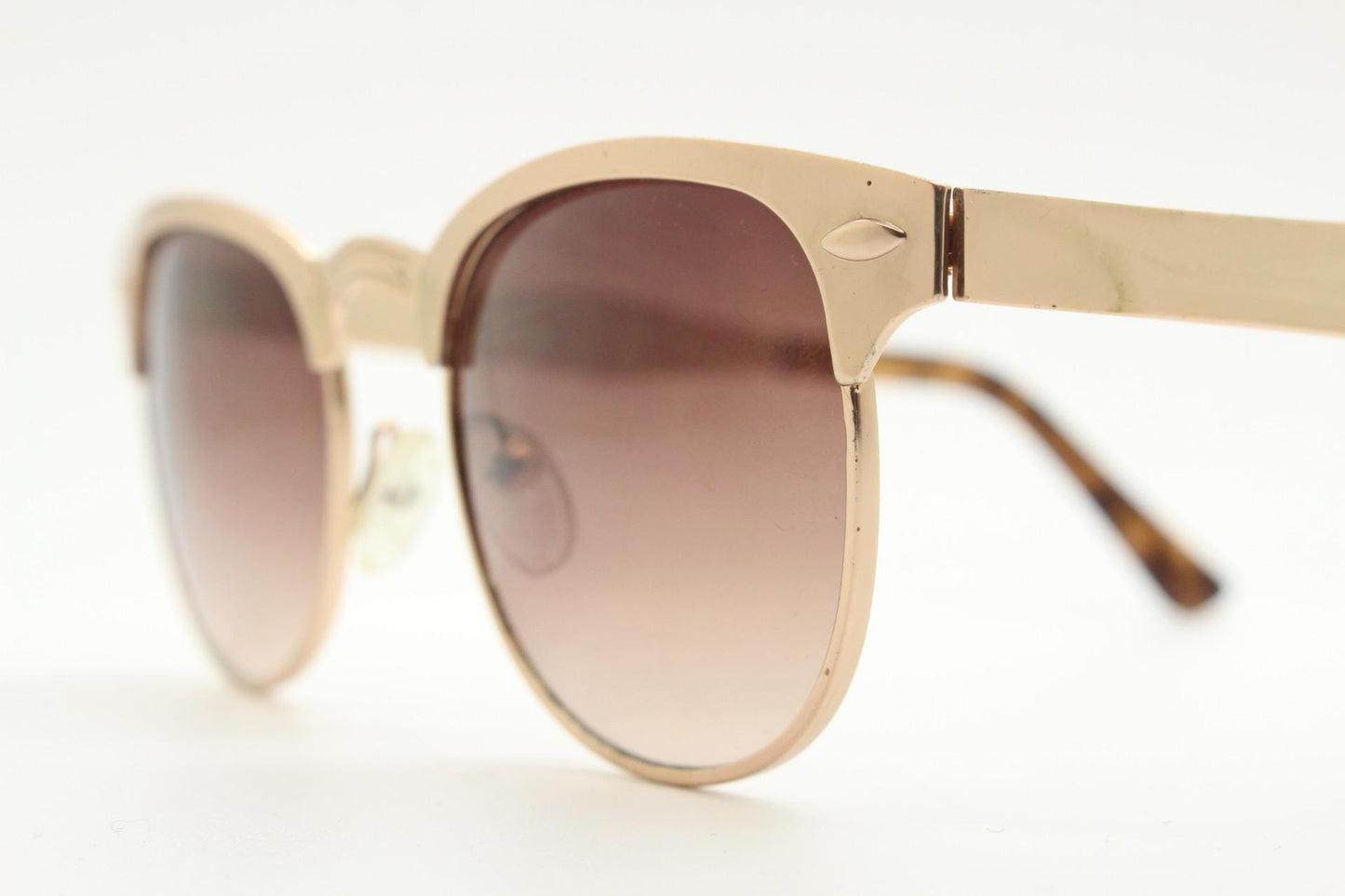 90s vintage gold browline sunglasses. All time classic  50s, 60s design in solid metal satin finish frame with brown lenses