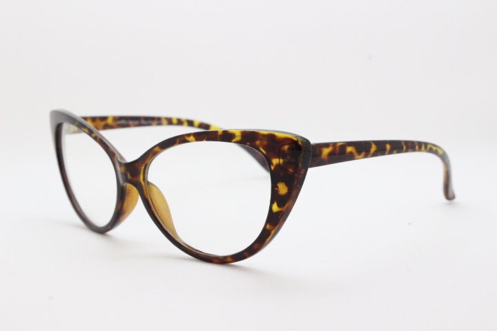Y2K vintage pointed cat eye glasses. Tortoise clear lens optical frames.  Womens prescription eyeglasses. 50s style rockabilly spectacles