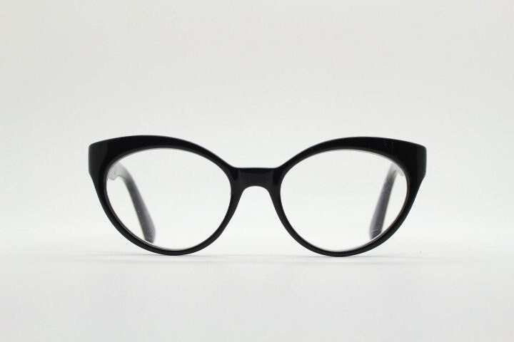 Isaac Mizrahi vintage cat eye glasses. Womens black gloss substantial cateye optical frames. Prescription eyeglasses. RX NOS spectacles