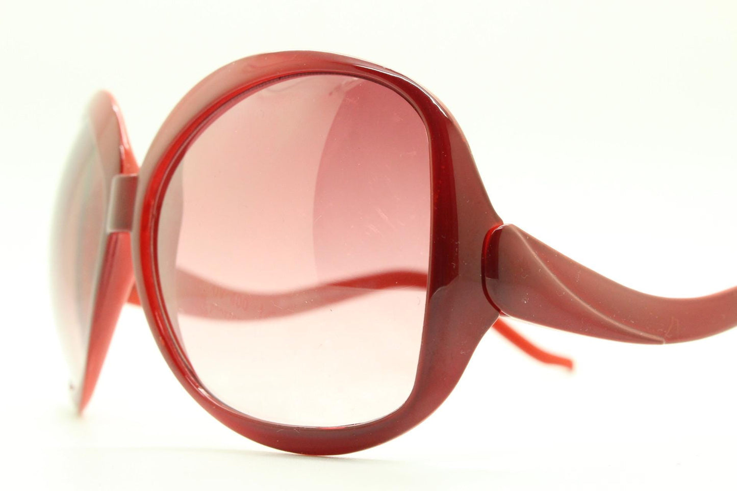 Y2k vintage oversized sunglasses. Big red bug eye frame with superb light tone pink graduating lenses. Retro 70s design. 2000s NOS