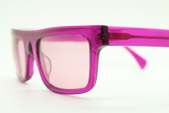 Kaleos rectangular flat top sunglasses. Shocking pink acetate chunky frame with same colour lenses. BNWOT