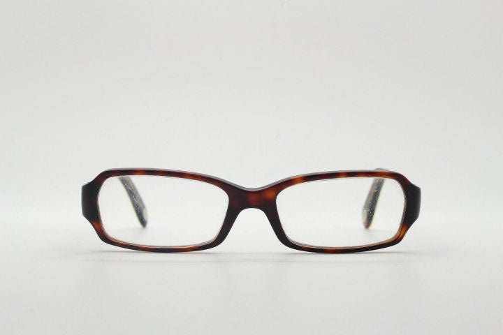 Tiffany and Co rectangular eye glasses. Luxury low profile tortoise acetate optical frames. Prescription eyeglasses. RX vintage spectacles