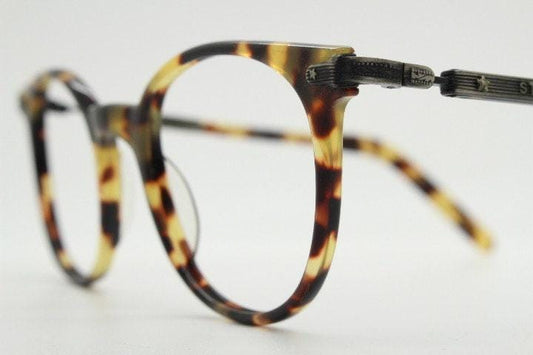 Sting 90s vintage round eye glasses made in Italy. Honey tortoise acetate optical frames. 40s retro design. Prescription eyeglasses. RX
