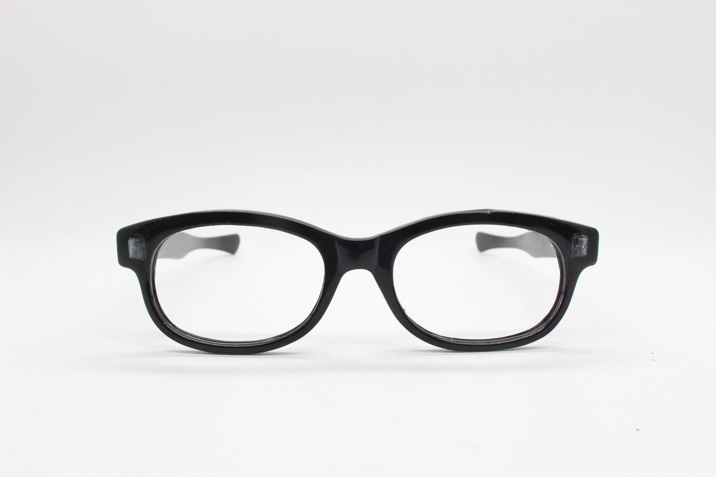 90s vintage black glasses. 60s design low profile rectangular straight arm optical frames. Prescription eyeglasses. RX Spectacles. BNWT NOS